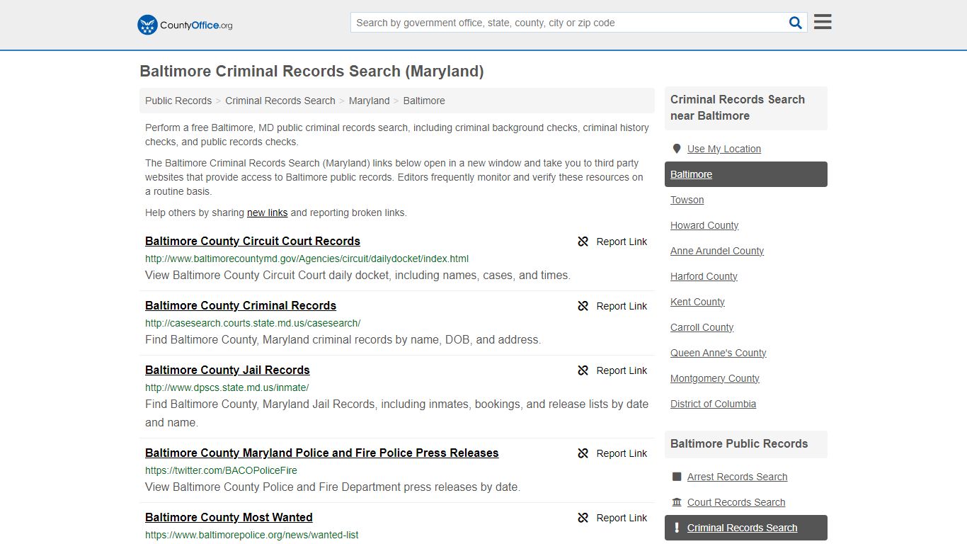 Criminal Records Search - Baltimore, MD (Arrests, Jails & Most Wanted ...
